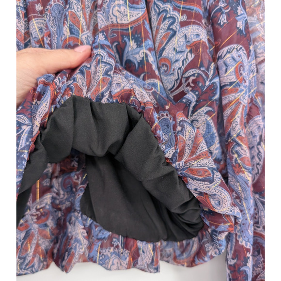 Bishop + Young Paisley Button Up Balloon Sleeve Sheer Bubble Hem Blouse Small - Picture 5 of 9